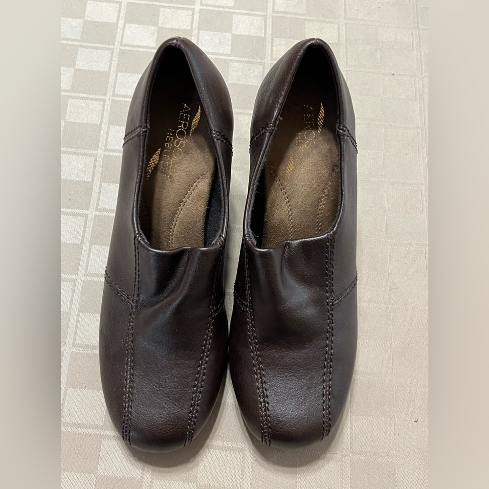 Aerosoles Isere River Women's Booties 3.25” Block Heels Slip On Brown‎ Size 6.5